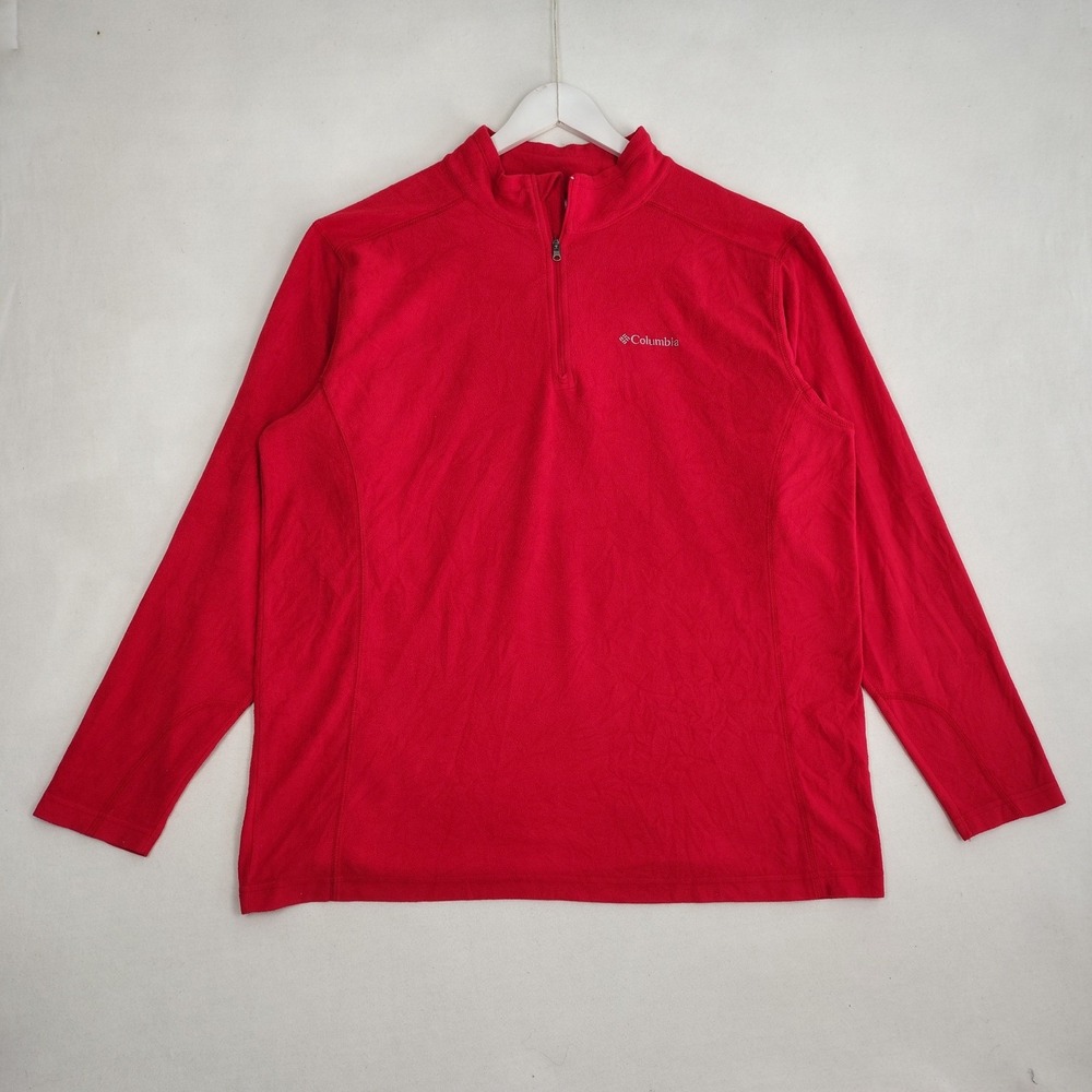 Columbia Women Red Quarter Zip Fleece Pullover Sweater XL XM6279 Activewear